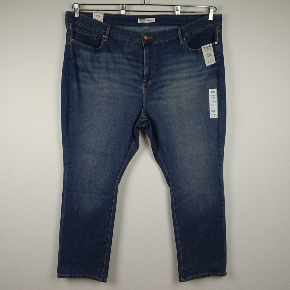 Levi Strauss Signature Jeans Women's Plus Size 28 Blue Stretch Denim Straight